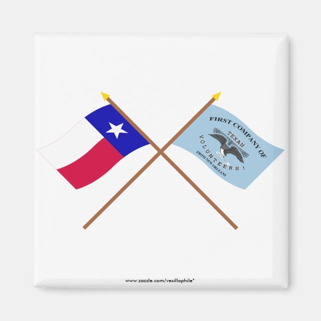 Crossed Texas and New Orleans Greys Flags Magnet (Front)