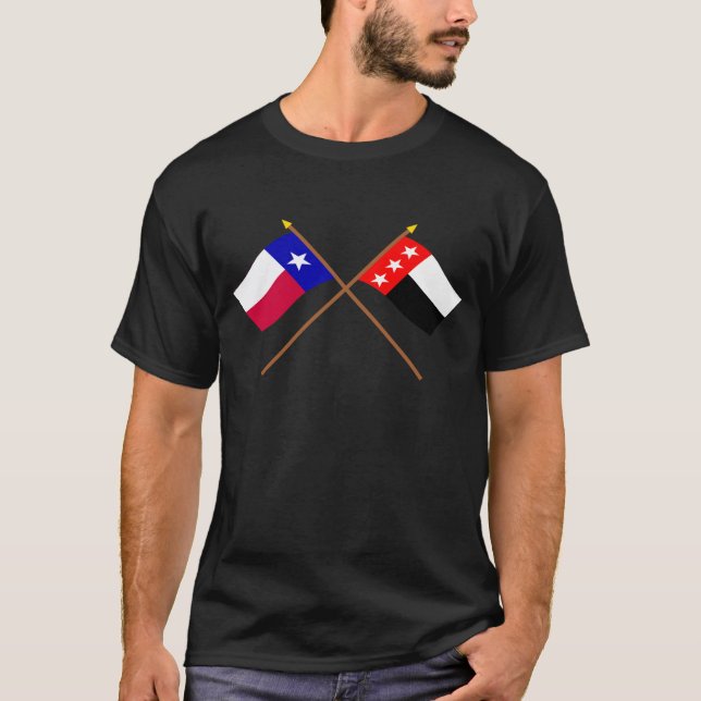 Crossed Texas and Republic of the Rio Grande Flags T-Shirt (Front)