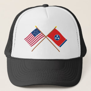 Crossed US 20-star and Tennessee State Flags Trucker Hat