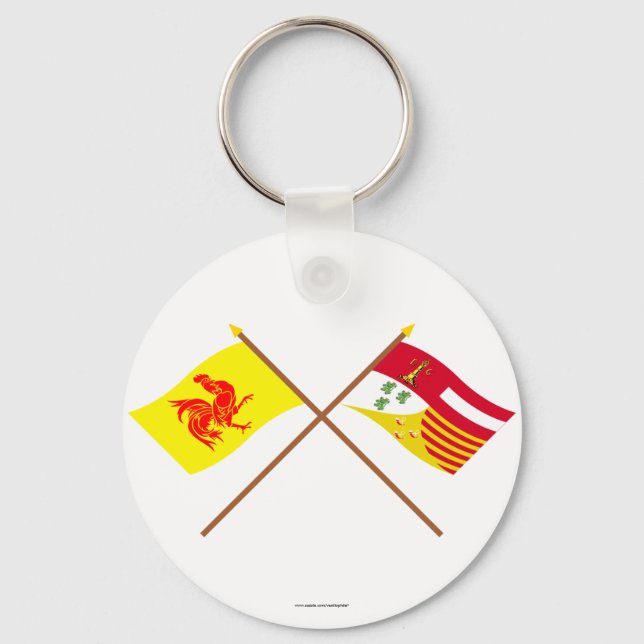 Crossed Walloon and Liège Flags Key Ring (Front)