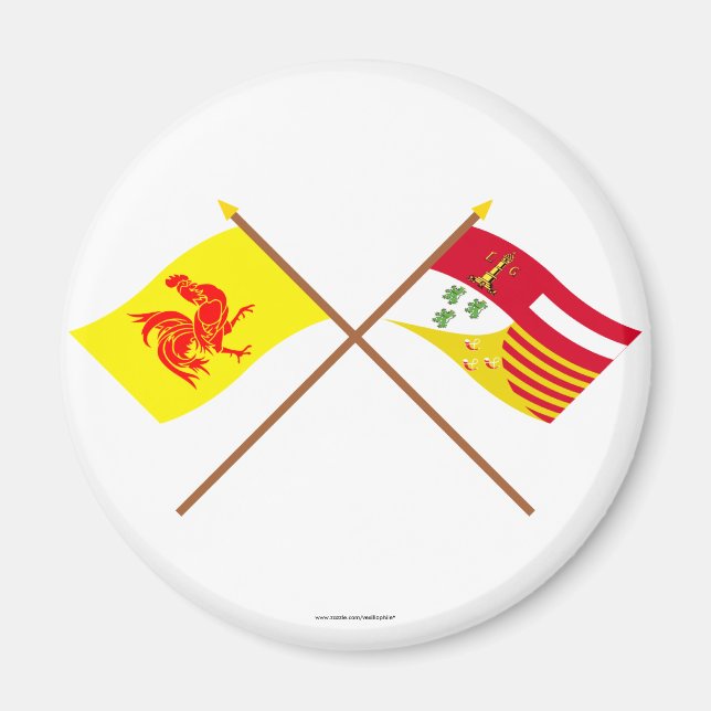 Crossed Walloon and Liège Flags Magnet (Front)