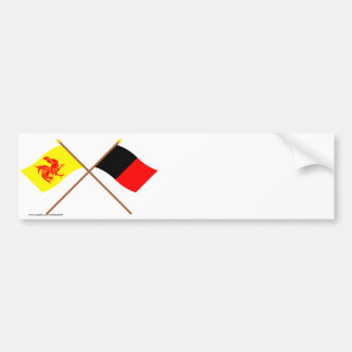 Crossed Walloon and Namur Flags Bumper Sticker
