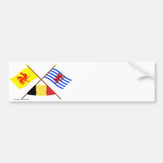 Crossed Walloon & Luxembourg Flags w Belgium Bumper Sticker