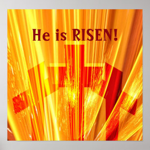 Crosses in golden glow poster