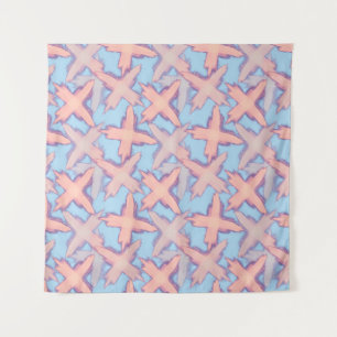 Crosses patchwork on blue. tapestry