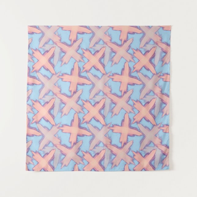 Crosses patchwork on blue. tapestry (Front)