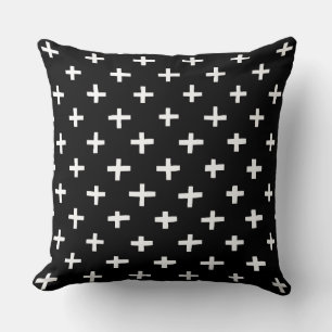 Crosses Pattern - Black Cushion