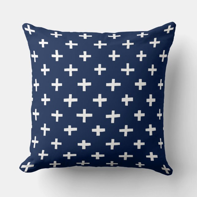 Crosses Pattern - Indigo Cushion (Front)