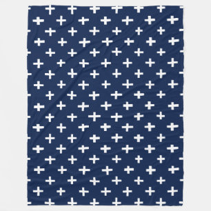 Crosses Pattern - Indigo Style Fleece Blanket