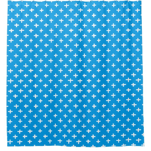 Crosses Pattern - White in Blue 009dea Shower Curtain (Front)