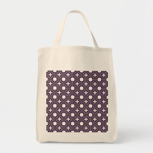 Crosses & Squares Purple - Tote Bag (Front)