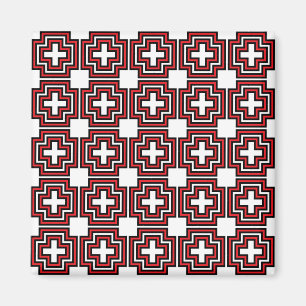 Crosses & Squares Red - Magnet