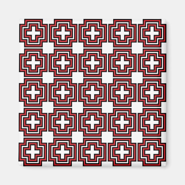 Crosses & Squares Red - Magnet (Front)