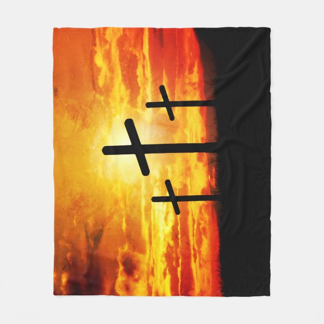 Crosses, Sunset Silhouettes Painting-67137 Fleece Blanket (Front)