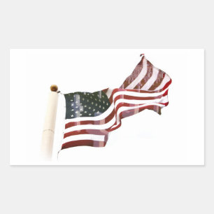 Crosses Within Old Glory - Memorial Day Rectangular Sticker
