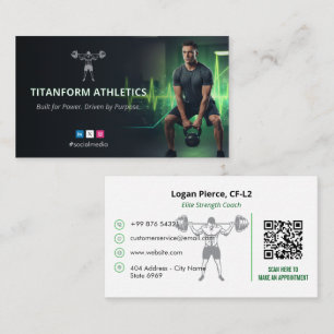 CrossFit Coach Business   Modern Power Green Business Card