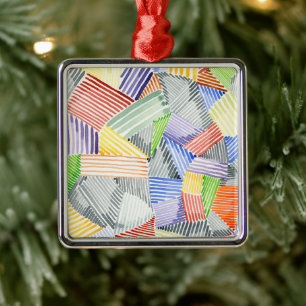 Crosshatch Quilt I Metal Tree Decoration