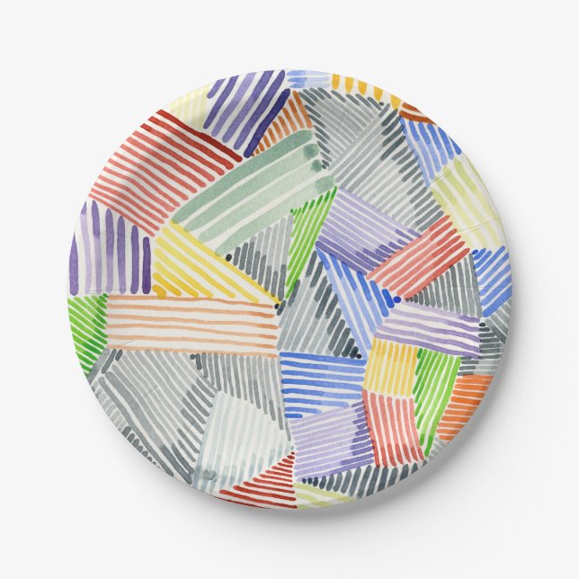 Crosshatch Quilt I Paper Plate (Front)