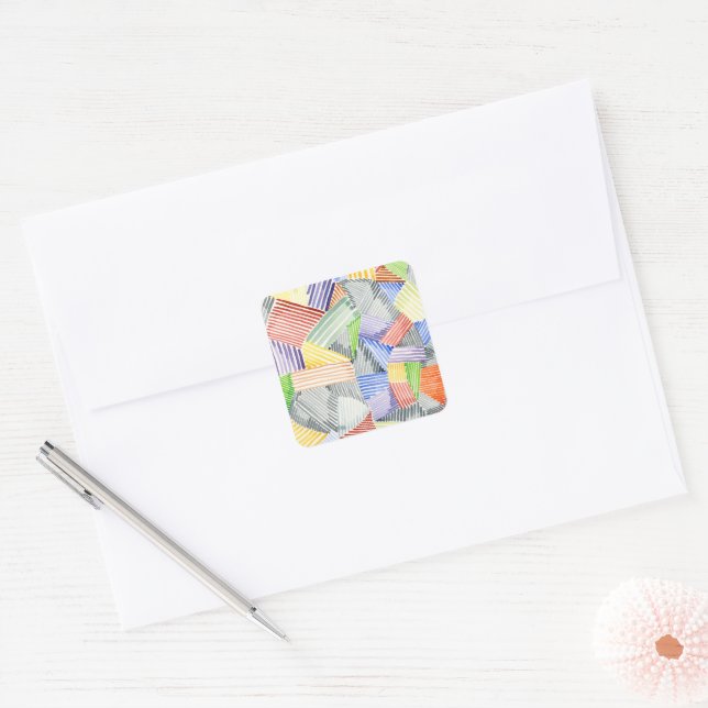 Crosshatch Quilt I Square Sticker (Envelope)