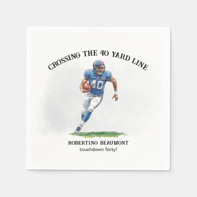 Crossing 40 Yard American Football 40th birthday Napkin (Front)
