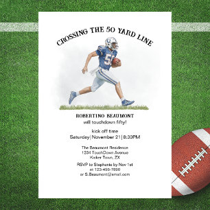 Crossing 50 Yard American Football 50th birthday Invitation