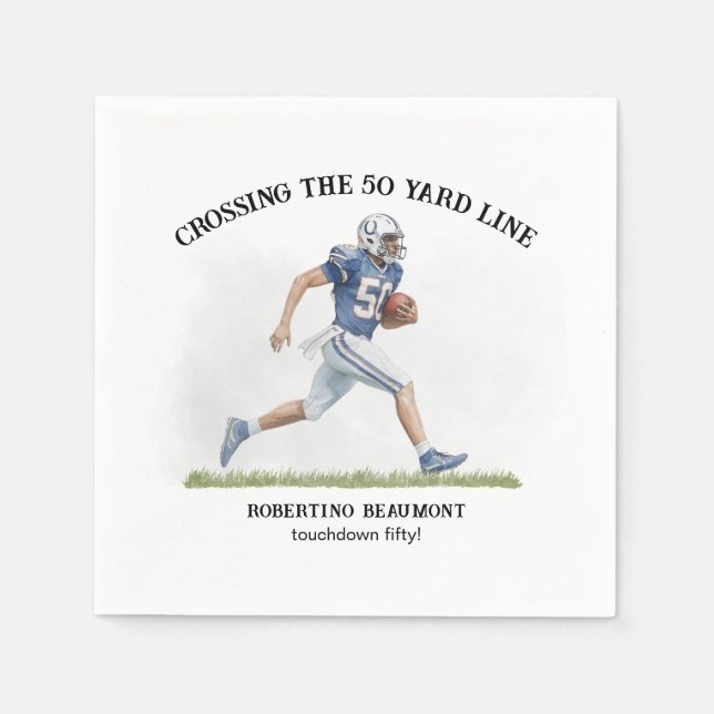 Crossing 50 Yards American Football 50th birthday Napkin (Front)