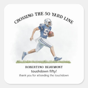 Crossing 50 Yards American Football 50th birthday Square Sticker