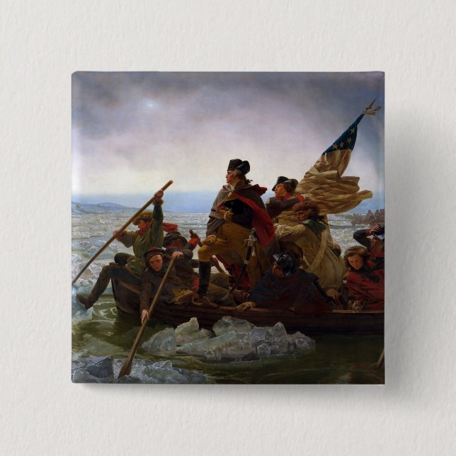 Crossing Delaware 1776: General George Washington 15 Cm Square Badge (Front)