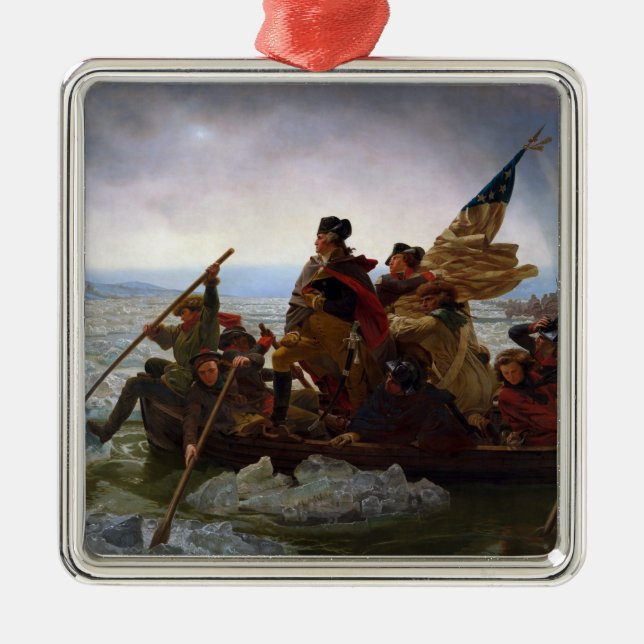Crossing Delaware 1776: General George Washington Metal Tree Decoration (Front)