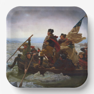 Crossing Delaware 1776: General George Washington Paper Plate