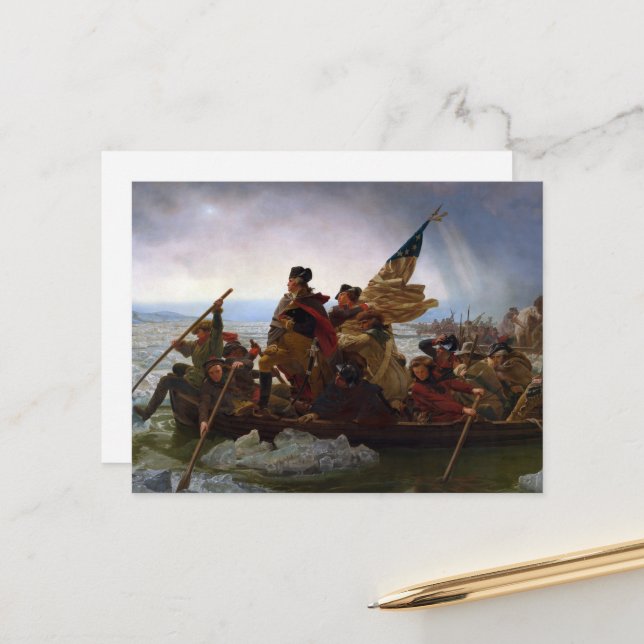 Crossing Delaware 1776: General George Washington Postcard (Front/Back In Situ)