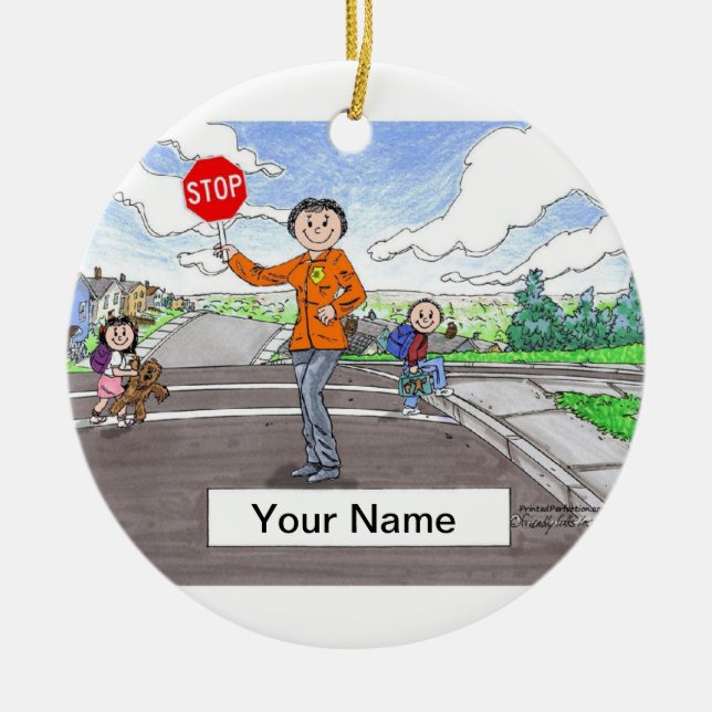 Crossing Guard - Female Ceramic Tree Decoration (Front)