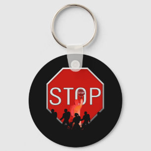 Crossing Guard w/Kids & Stop Sign Key Ring