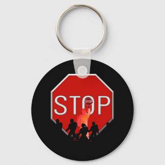 Crossing Guard w/Kids & Stop Sign Key Ring