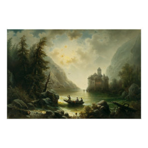 Crossing in a Moonlit Night – Albert Rieger Poster