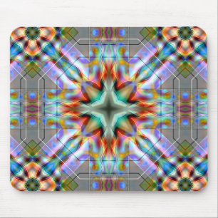 Crossing lines and orange spots generating flames mouse pad
