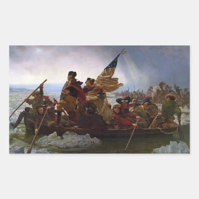 Crossing the Delaware River, George Washington Rectangular Sticker (Front)