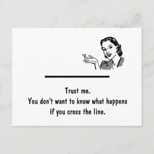 Crossing the Line Postcard with Retro Woman
