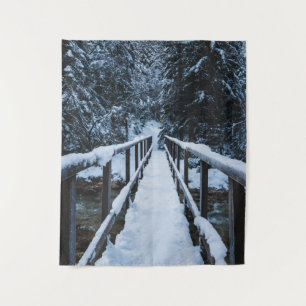 Crossing the river in winter tapestry