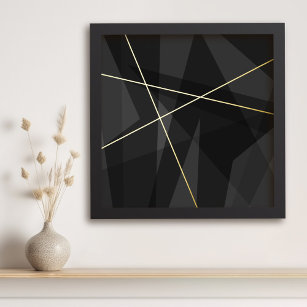 Crossroads dark grey abstract geometric art foil prints