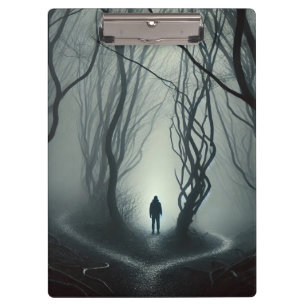 Crossroads in the Fog - Gloomy Forest Art Print Clipboard