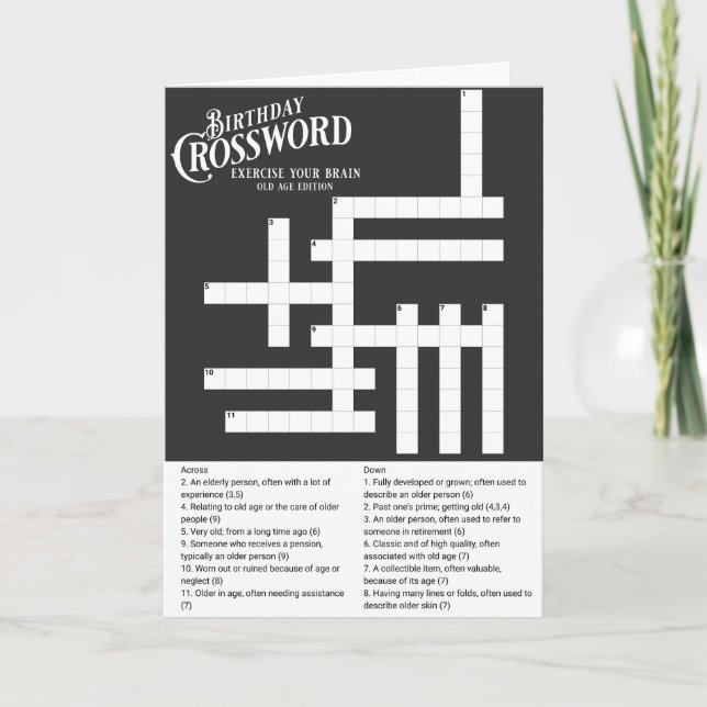 Crossword Birthday Fun Card (Front)