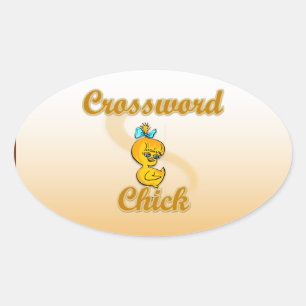 Crossword Chick Oval Sticker