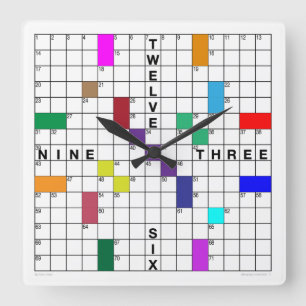 Crossword Clock with downloadable puzzle (colour)