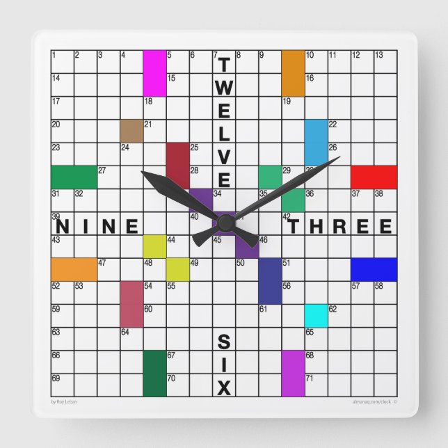Crossword Clock with downloadable puzzle (colour) (Front)