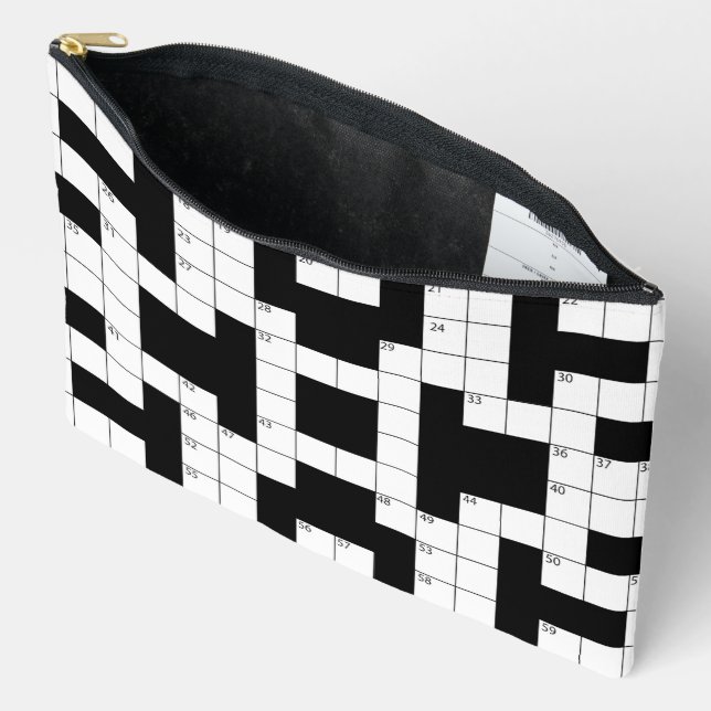 Crossword Puzzle Accessory Pouch (Open)