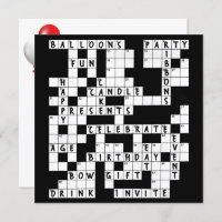 Crossword Puzzle Birthday Party Invite