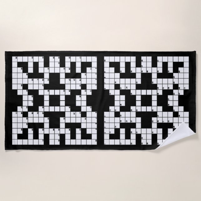 Crossword Puzzle Design Beach Towel (Front)