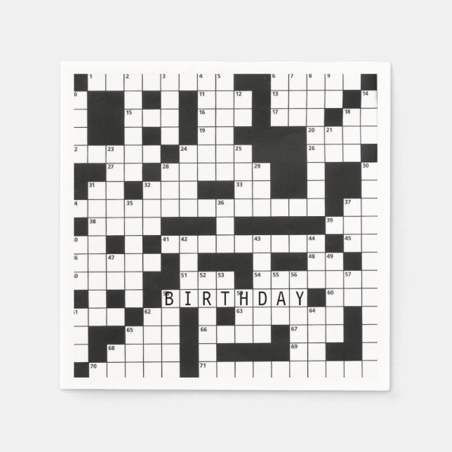 crossword puzzle for birthday party napkin (Front)