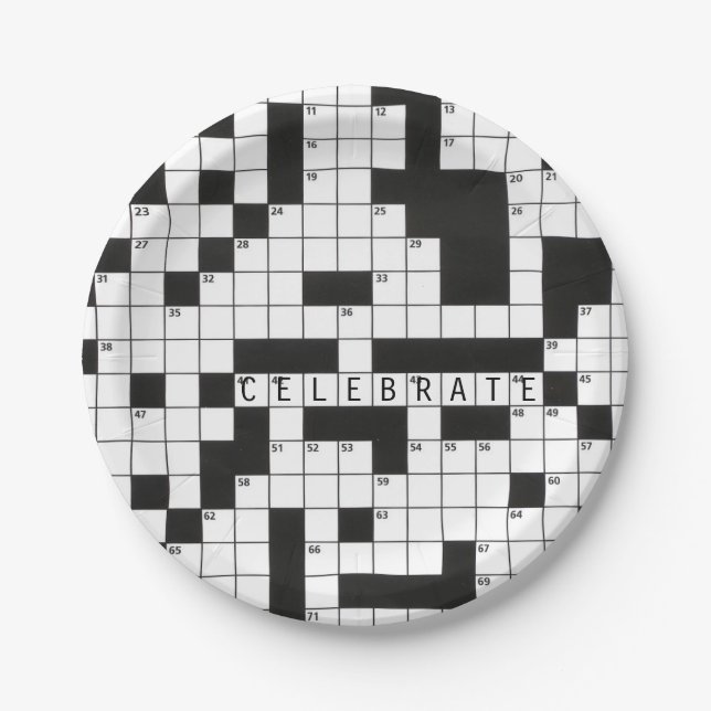 crossword puzzle for celebration paper plate (Front)